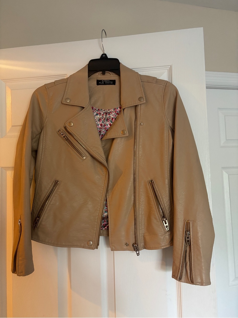 Blank NYC Tan Faux Leather Moto Jacket